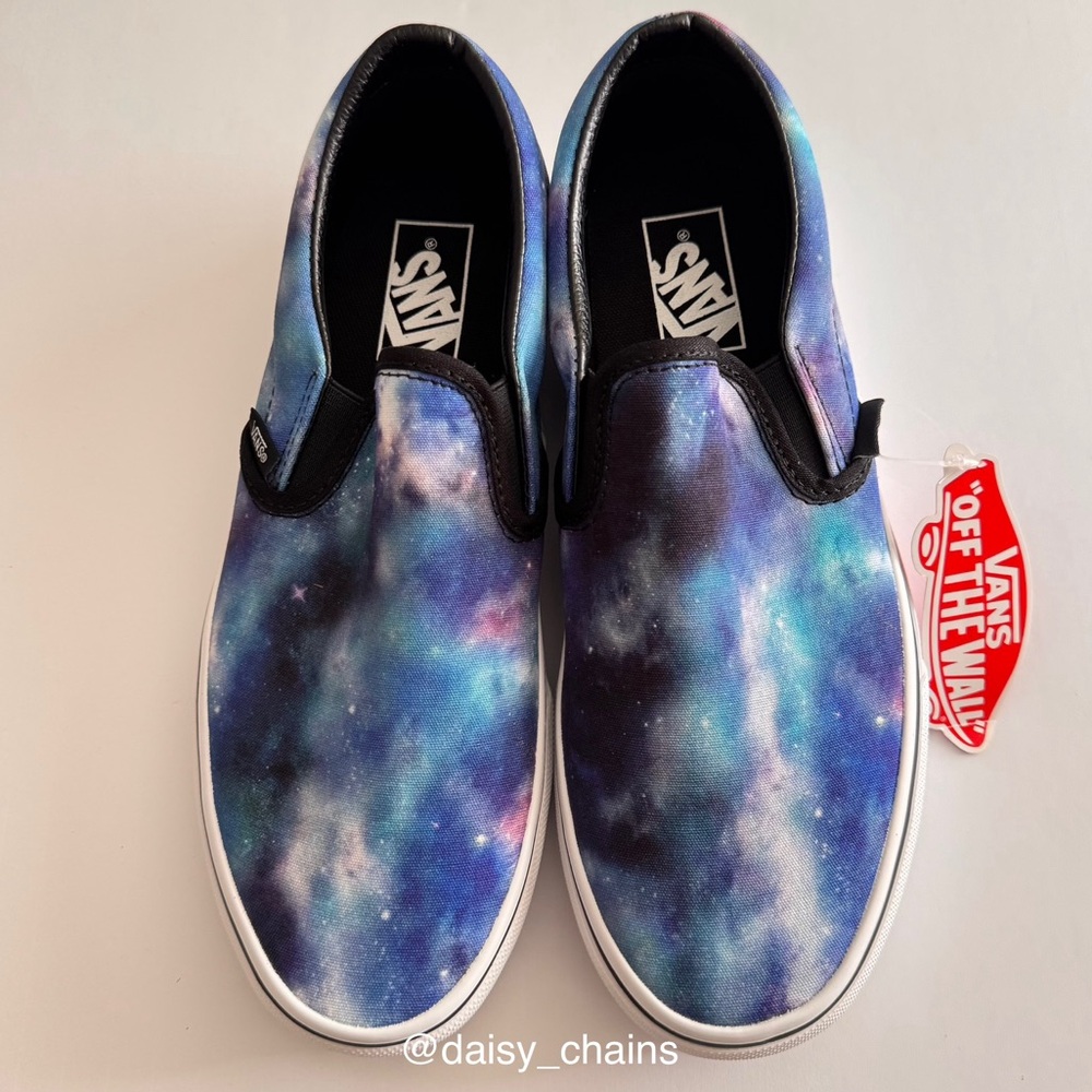 M 8/W 9.5 Vans Galaxy Print Classic Slip-On Sneakers
